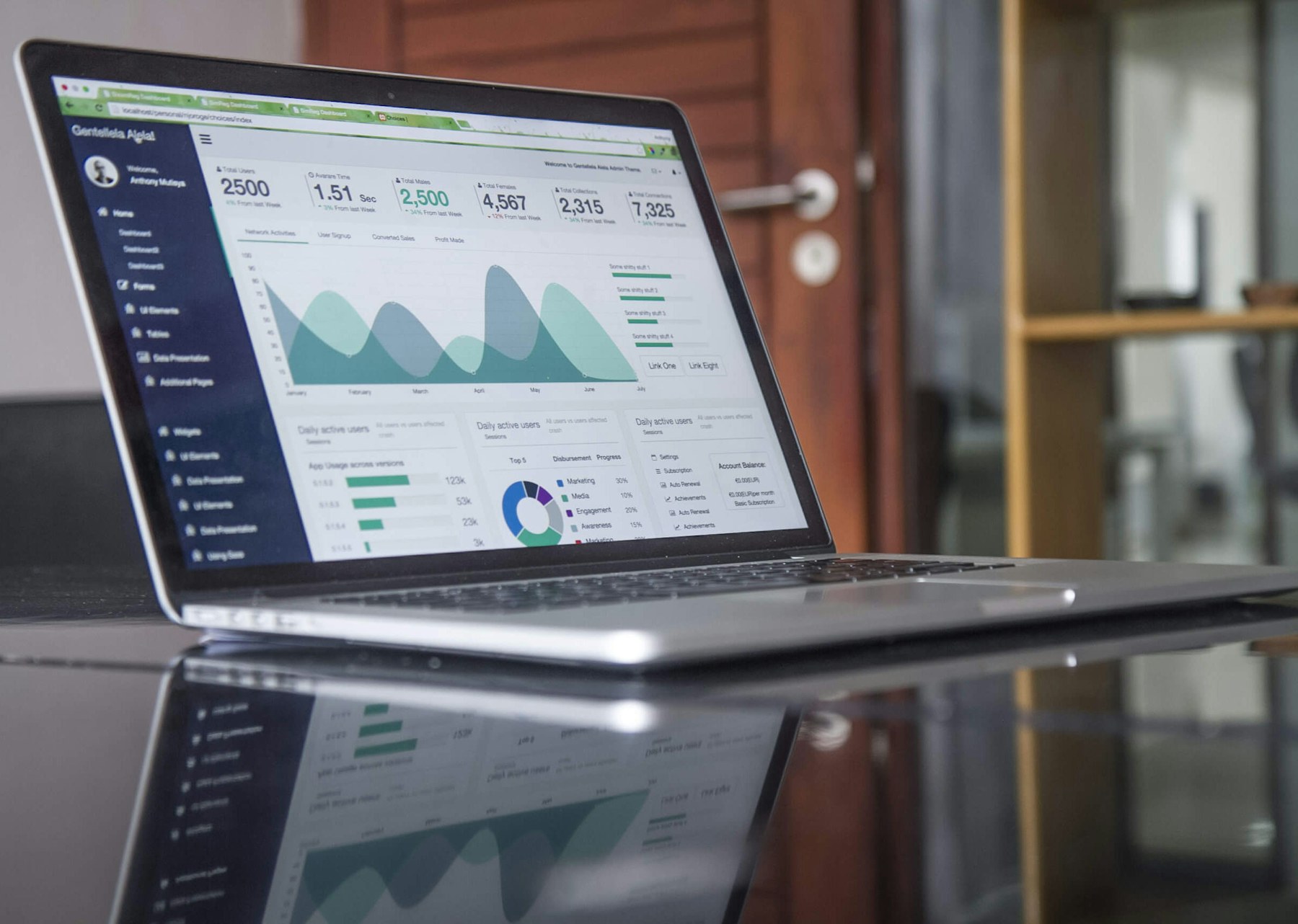 Website Design for Law Firms: Building Trust Online - Professional workspace with laptop showing business charts