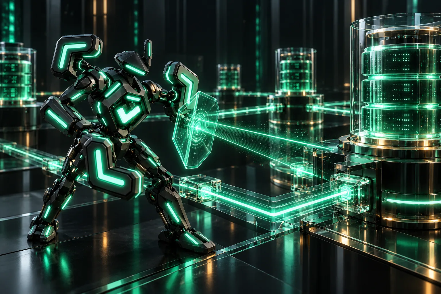 Quick Scan First robot guarding database towers and scanning access pathways